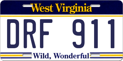 WV license plate DRF911