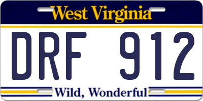 WV license plate DRF912