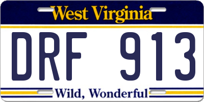 WV license plate DRF913