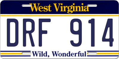 WV license plate DRF914