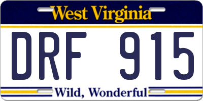 WV license plate DRF915