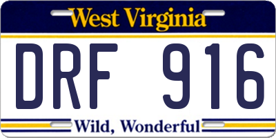 WV license plate DRF916