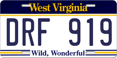 WV license plate DRF919