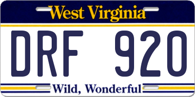 WV license plate DRF920