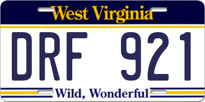 WV license plate DRF921