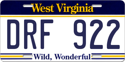 WV license plate DRF922