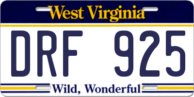 WV license plate DRF925