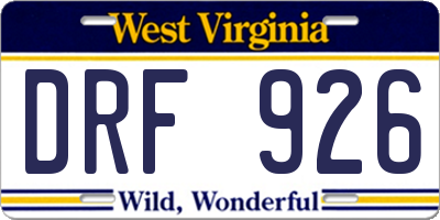 WV license plate DRF926