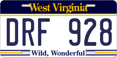 WV license plate DRF928