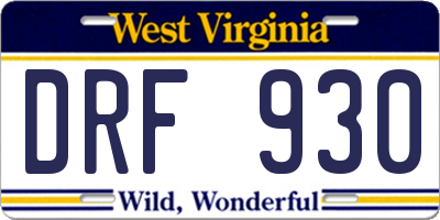 WV license plate DRF930