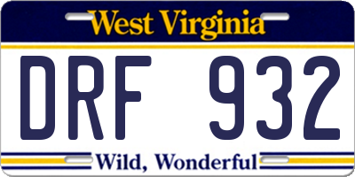 WV license plate DRF932