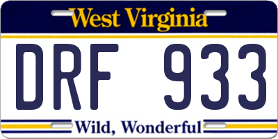 WV license plate DRF933