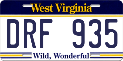 WV license plate DRF935