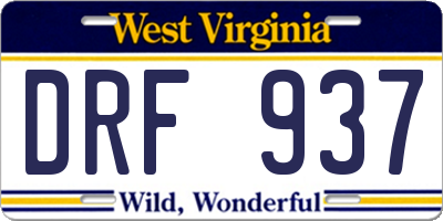 WV license plate DRF937