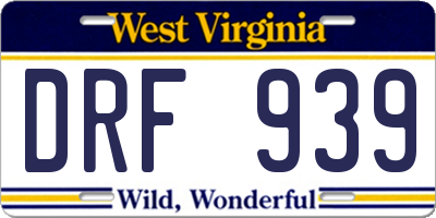 WV license plate DRF939