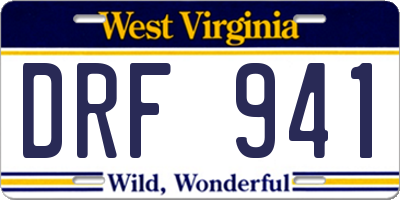 WV license plate DRF941