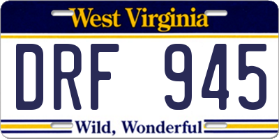 WV license plate DRF945