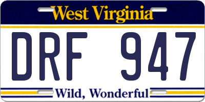 WV license plate DRF947