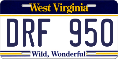WV license plate DRF950