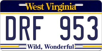 WV license plate DRF953