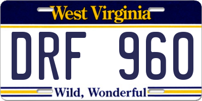 WV license plate DRF960