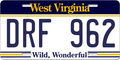 WV license plate DRF962