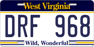 WV license plate DRF968
