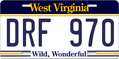 WV license plate DRF970