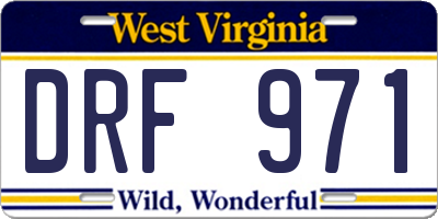 WV license plate DRF971