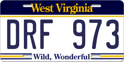 WV license plate DRF973