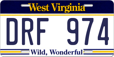 WV license plate DRF974
