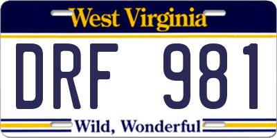 WV license plate DRF981
