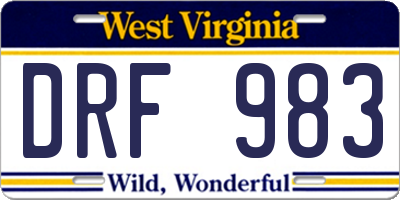 WV license plate DRF983