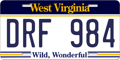 WV license plate DRF984