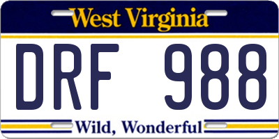 WV license plate DRF988