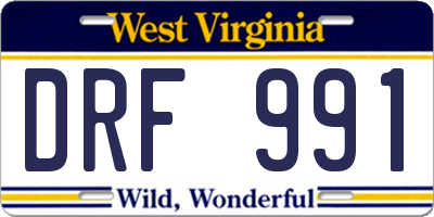WV license plate DRF991