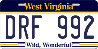 WV license plate DRF992