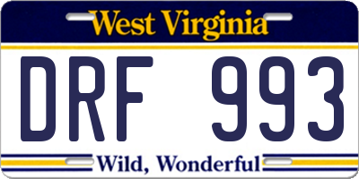 WV license plate DRF993