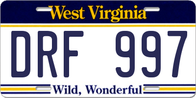 WV license plate DRF997