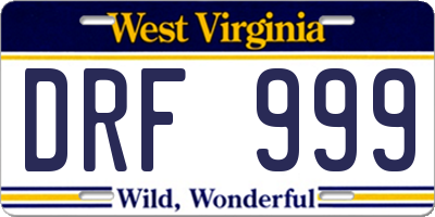 WV license plate DRF999