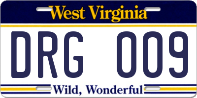WV license plate DRG009