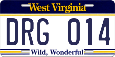 WV license plate DRG014
