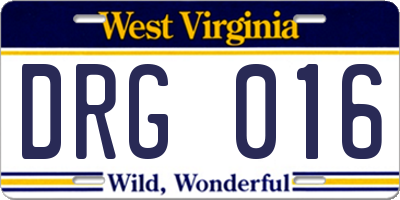 WV license plate DRG016
