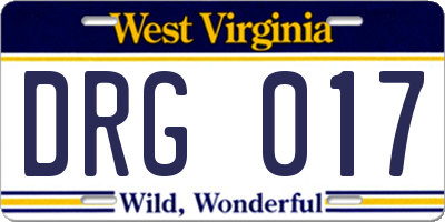 WV license plate DRG017