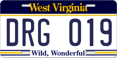 WV license plate DRG019