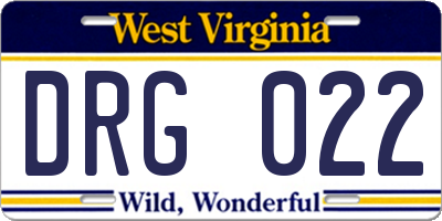 WV license plate DRG022