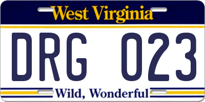 WV license plate DRG023