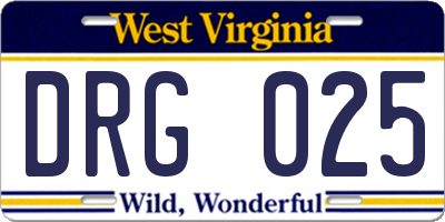WV license plate DRG025