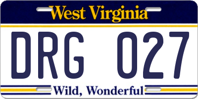WV license plate DRG027