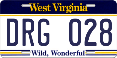 WV license plate DRG028